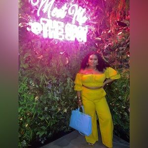 Mustard Yellow Linen 2-Piece | Gently Worn | Size L